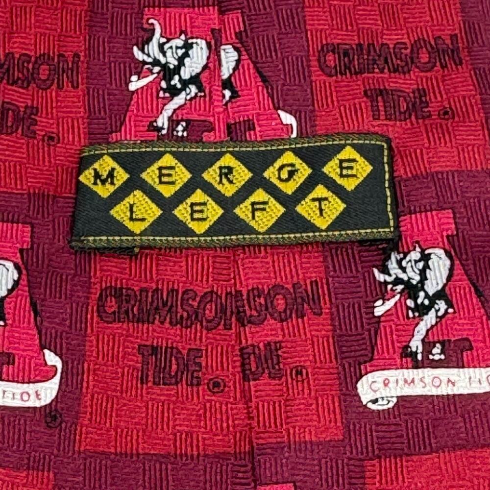 University Of Alabama Crimson Tide MergeLeft Mens Tie Red 100% Silk Necktie Bama - Picture 4 of 5